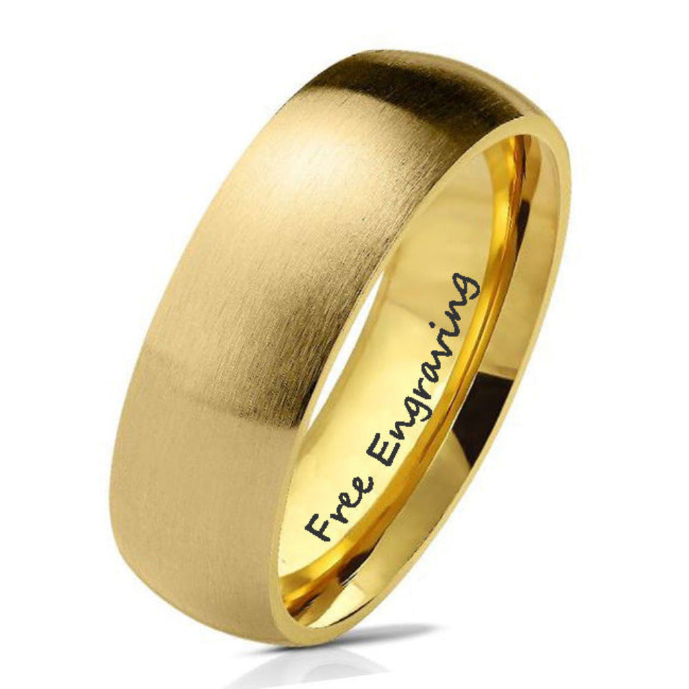 Personalized Women's Wedding Band - Matte 18k Gold Over Stainless Steel