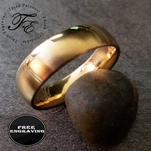 Personalized Women's Wedding Band - Matte 18k Gold Over Stainless Steel