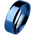 Men's Custom Engraved Blue Wedding Ring - Personalized Handwriting Ring For Guy's
