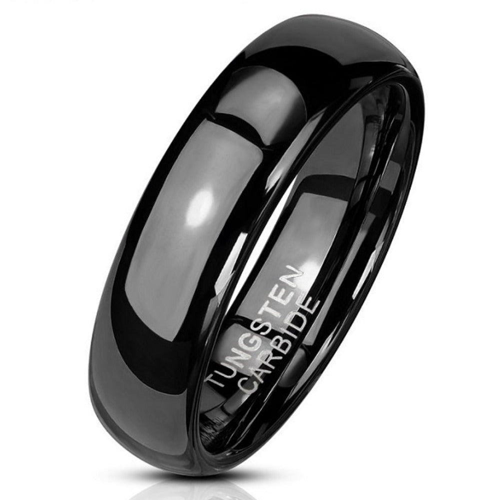 Custom Engraved Men's Black Tungsten Wedding Ring - Wedding Ring For Guy's