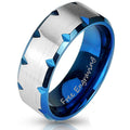 Personalized Men's Gold Notched Promise Ring - Engraved Handwriting Promise Ring