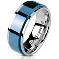 Personalized Men's Promise Ring - Silver and Blue Fidget Spinner Ring