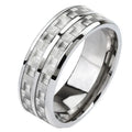 Personalized Men's Titanium Wedding Band - Double Carbon Fiber Inalys