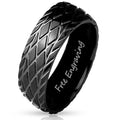 Personalized Men's Wedding Band - Black Racing Tire Stainless Steel