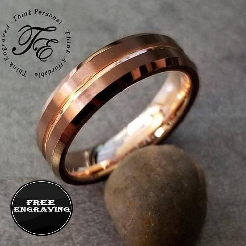 Custom Engraved Men's Brass Copper Tungsten Wedding Ring - Personalized Handwriting Ring