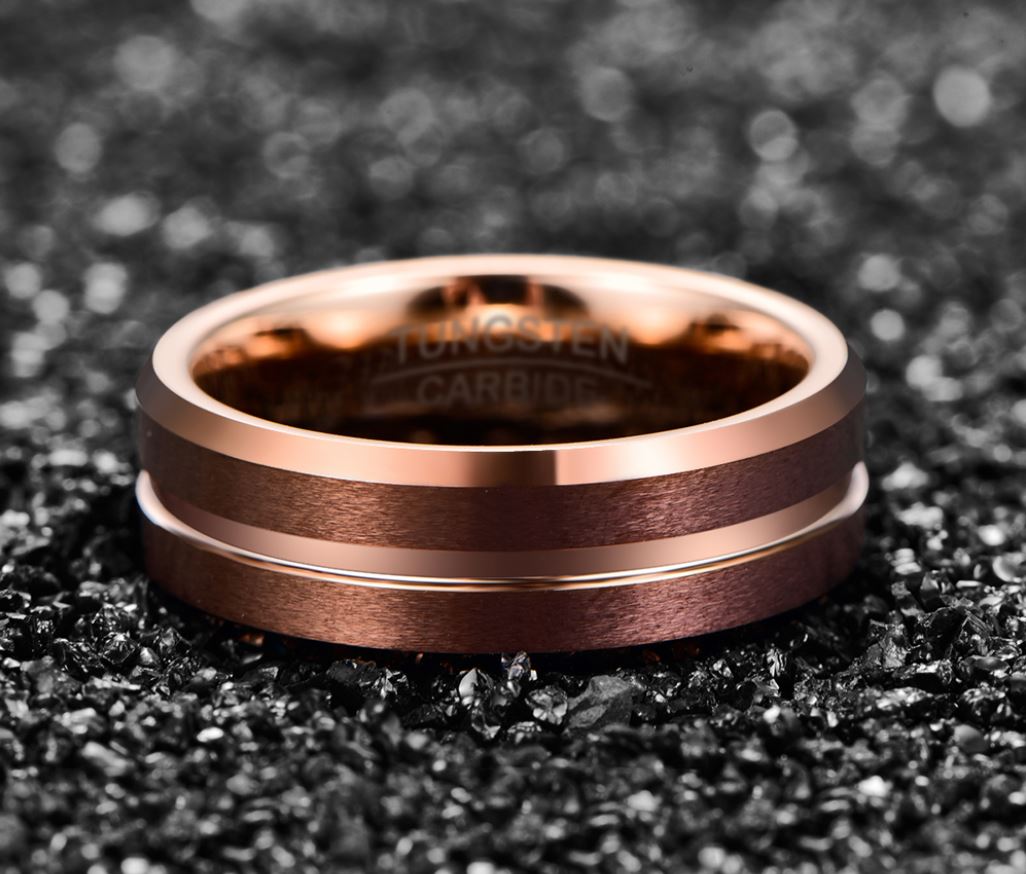 Custom Engraved Men's Brass Copper Tungsten Wedding Ring - Personalized Handwriting Ring