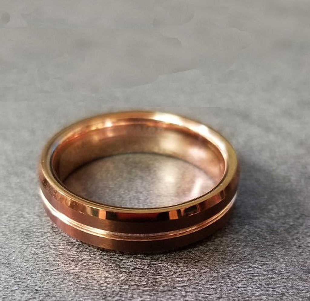 Custom Engraved Men's Brass Copper Tungsten Wedding Ring - Personalized Handwriting Ring