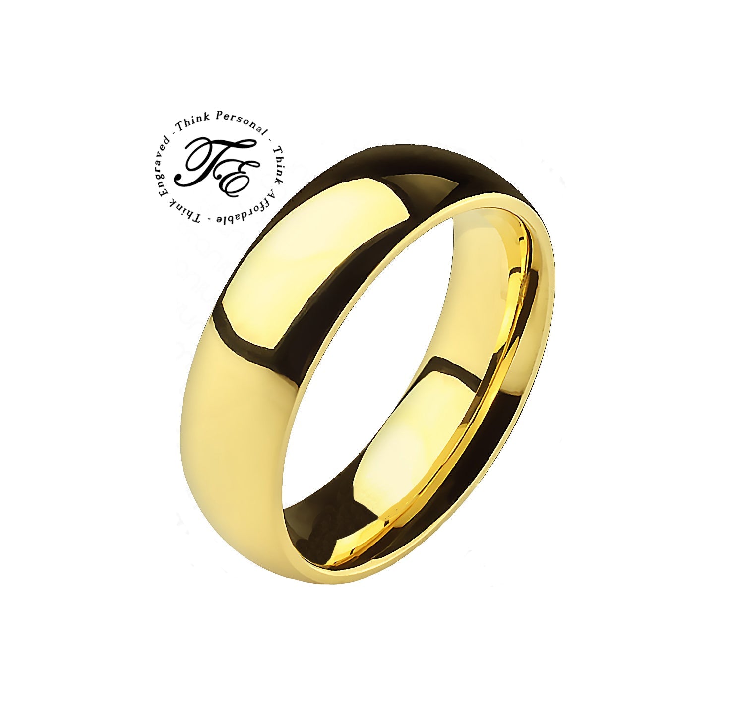 Engraved Men's Gold Titanium Wedding Ring - Wedding Ring For Him