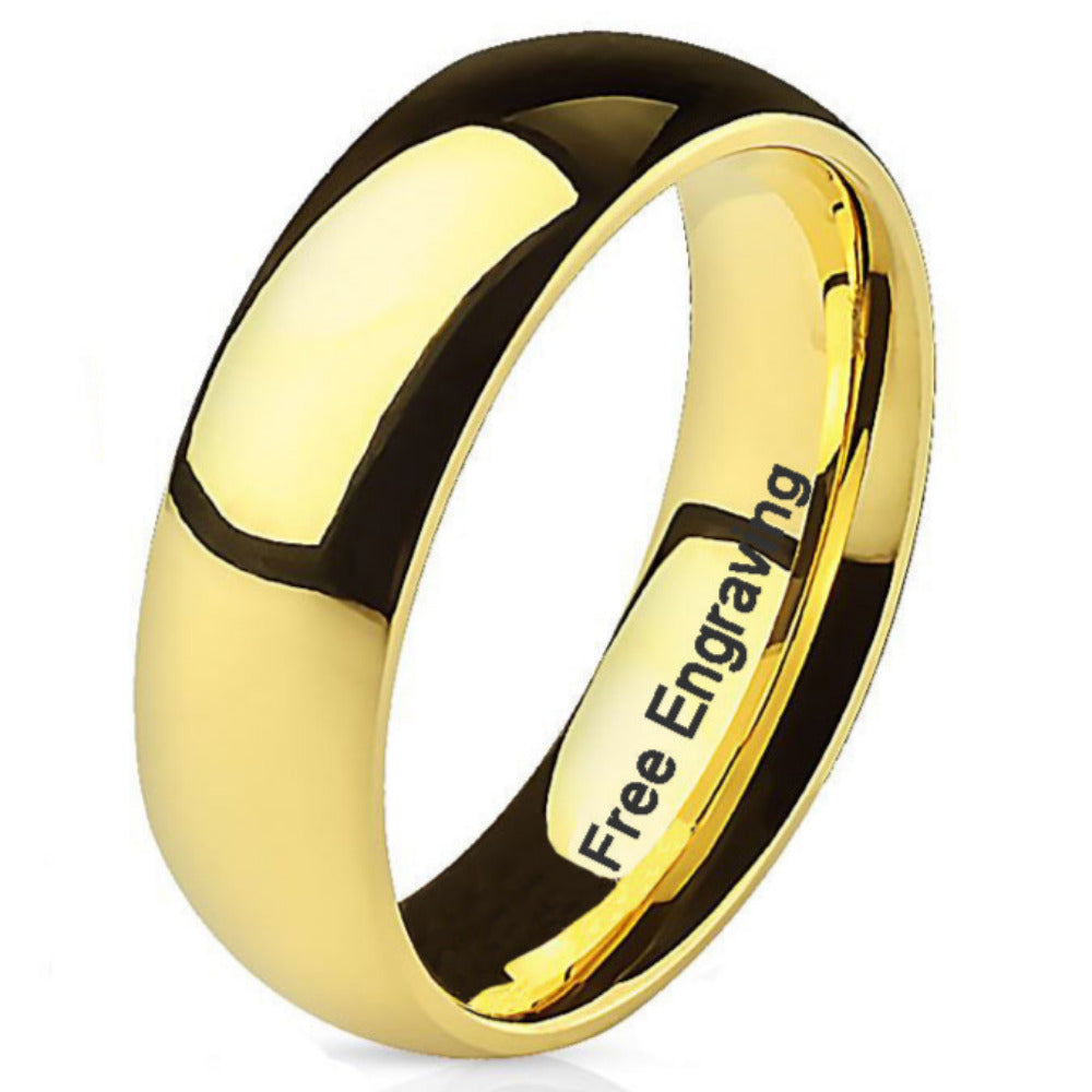 Engraved Men's Gold Titanium Wedding Ring - Wedding Ring For Him