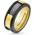 Personalized Engraved Men's Cable Wire Inlay Wedding Ring - Handwriting Ring