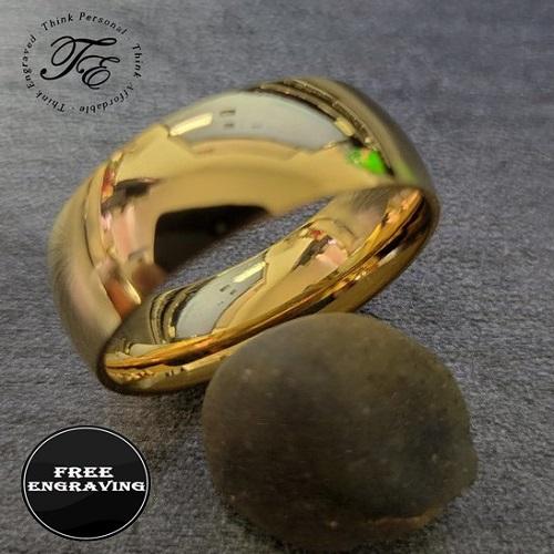 Engraved Men's Gold Titanium Wedding Ring - Wedding Ring For Him