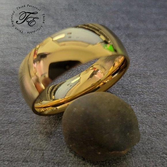 Engraved Men's Gold Titanium Wedding Ring - Wedding Ring For Him