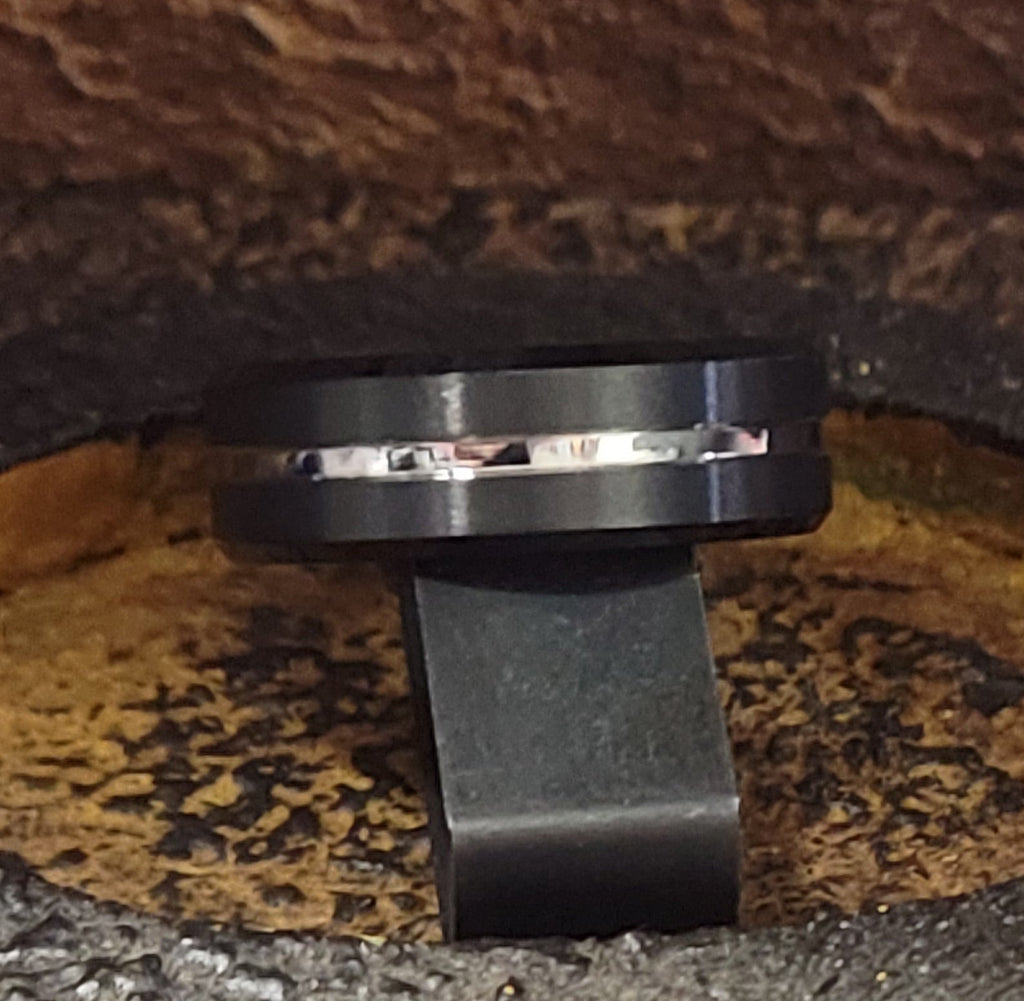 Personalized Men's Black Silver Line Tungsten Wedding Band - Handwriting Ring
