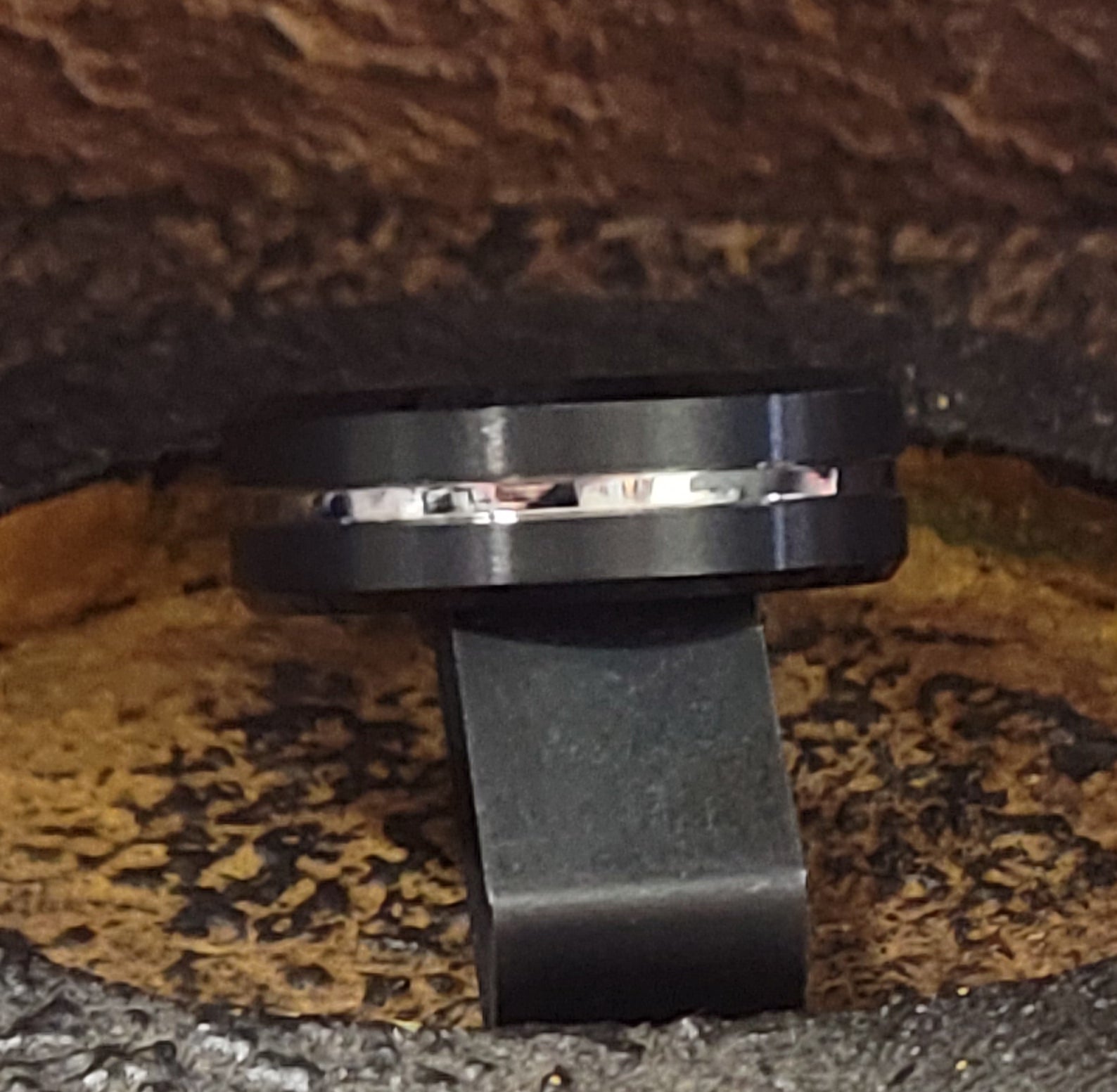 Personalized Men's Black Silver Line Tungsten Wedding Band - Handwriting Ring