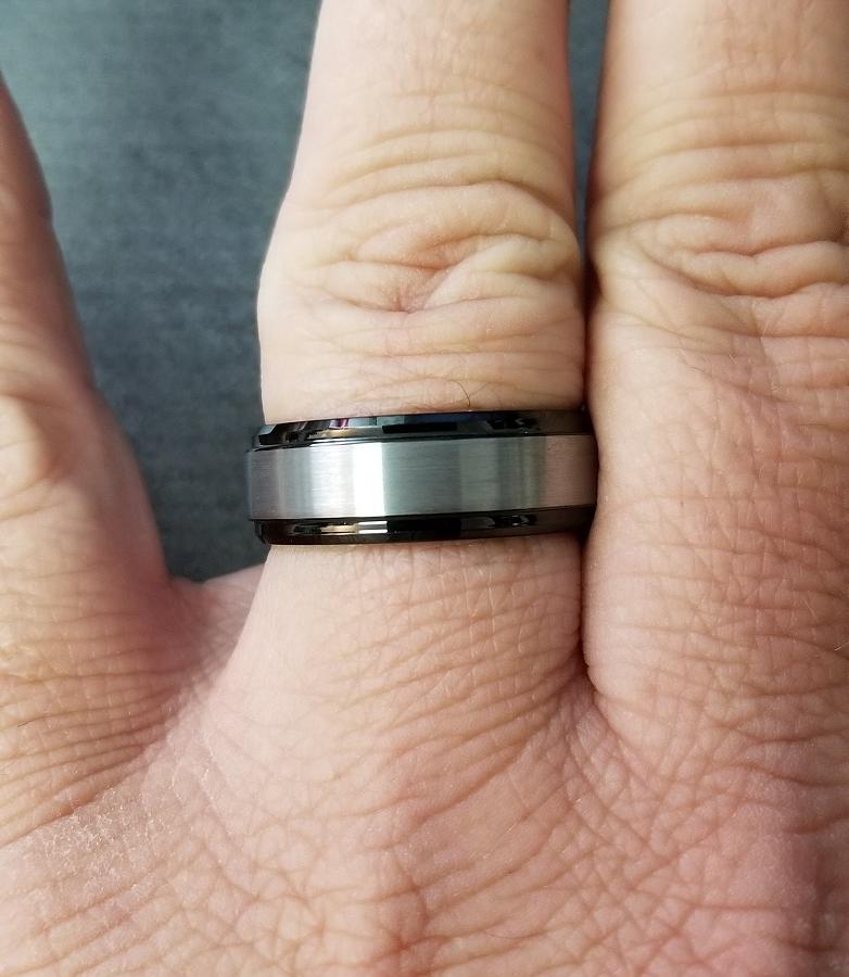 Personalized Men's Brushed Steel Real Tungsten Wedding Ring - Handwriting Ring