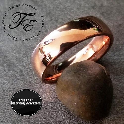 Engraved Men's Rose Gold Wedding Ring Band - Engraved Men's Ring