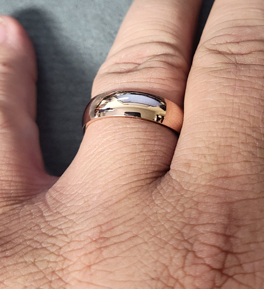 Engraved Men's Rose Gold Wedding Ring Band - Engraved Men's Ring