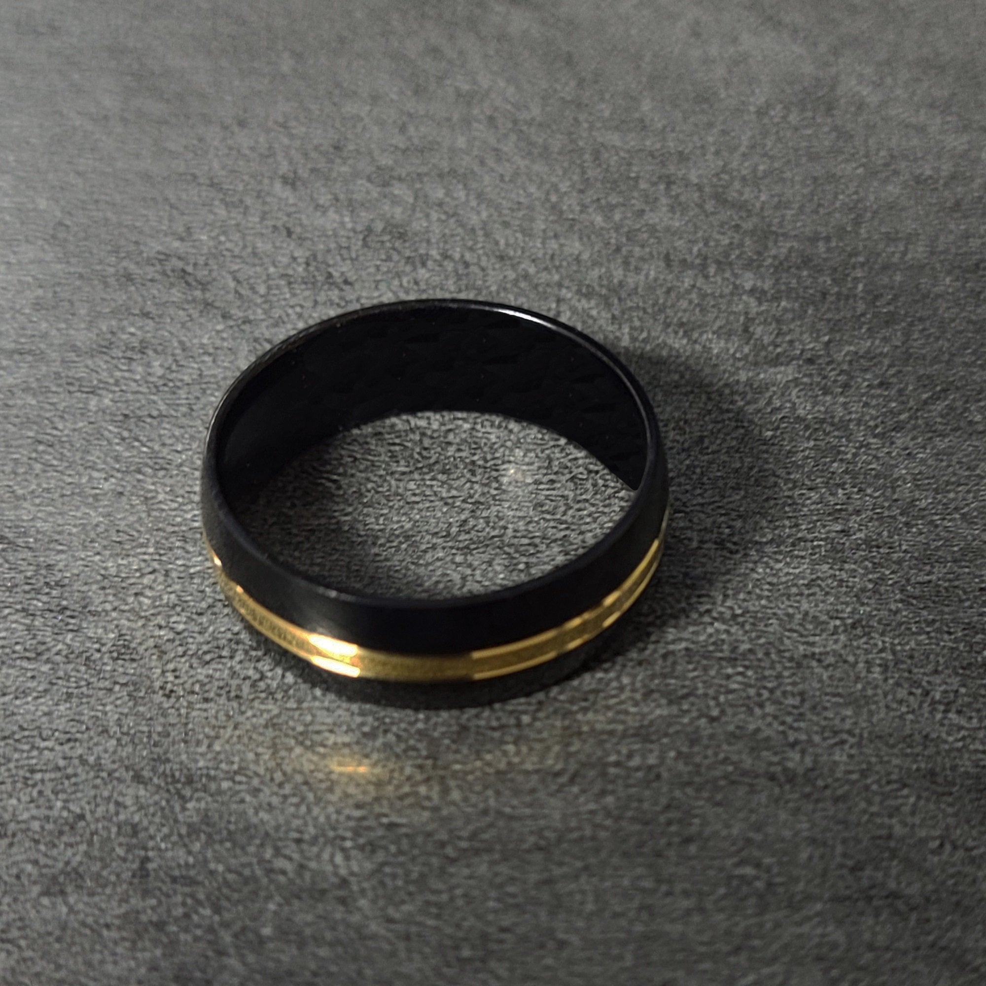 Personalized Men's Titanium Wedding Band - Black Band Gold Filled Groove