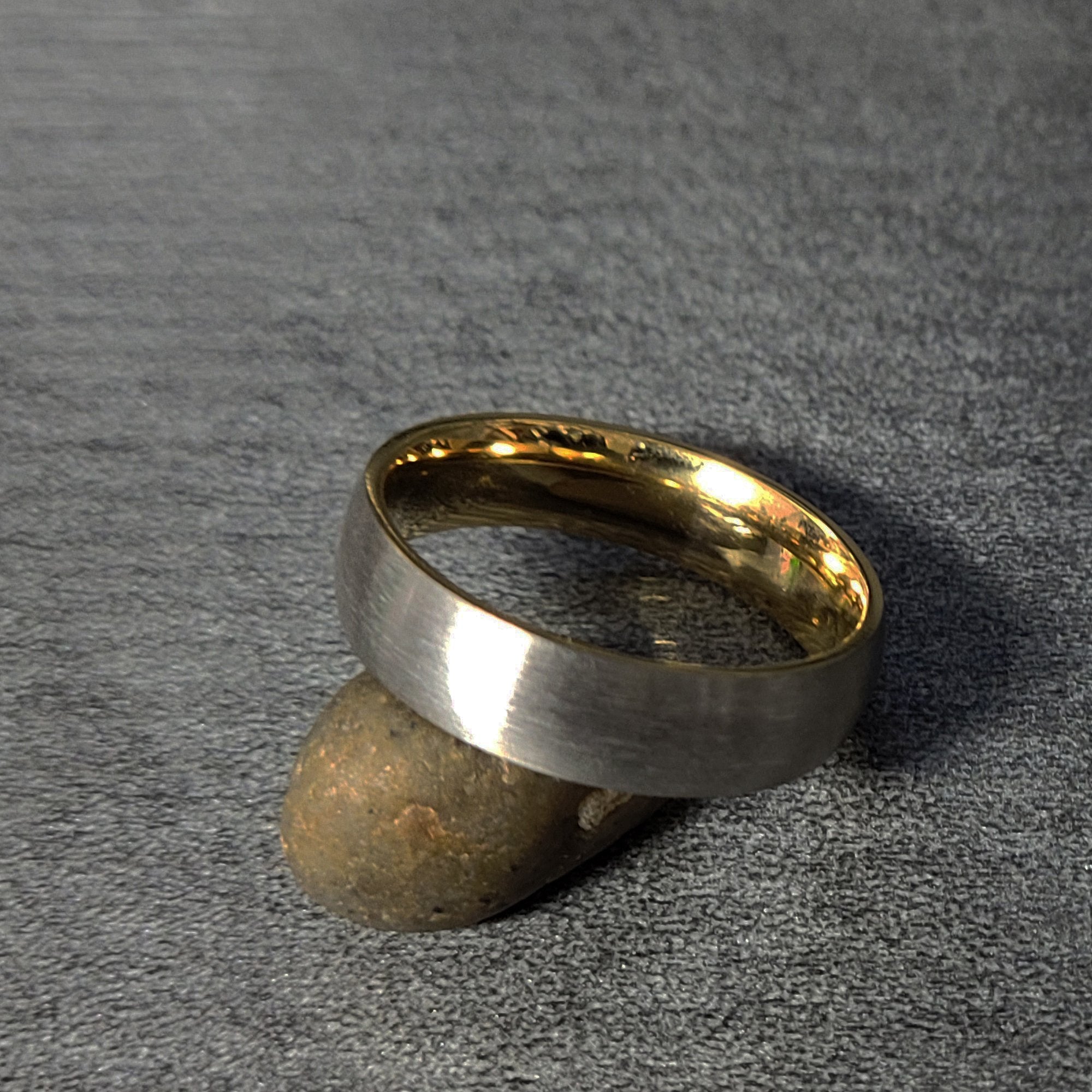 Personalized Men's Titanium Wedding Band - Dome Band Brushed Steel