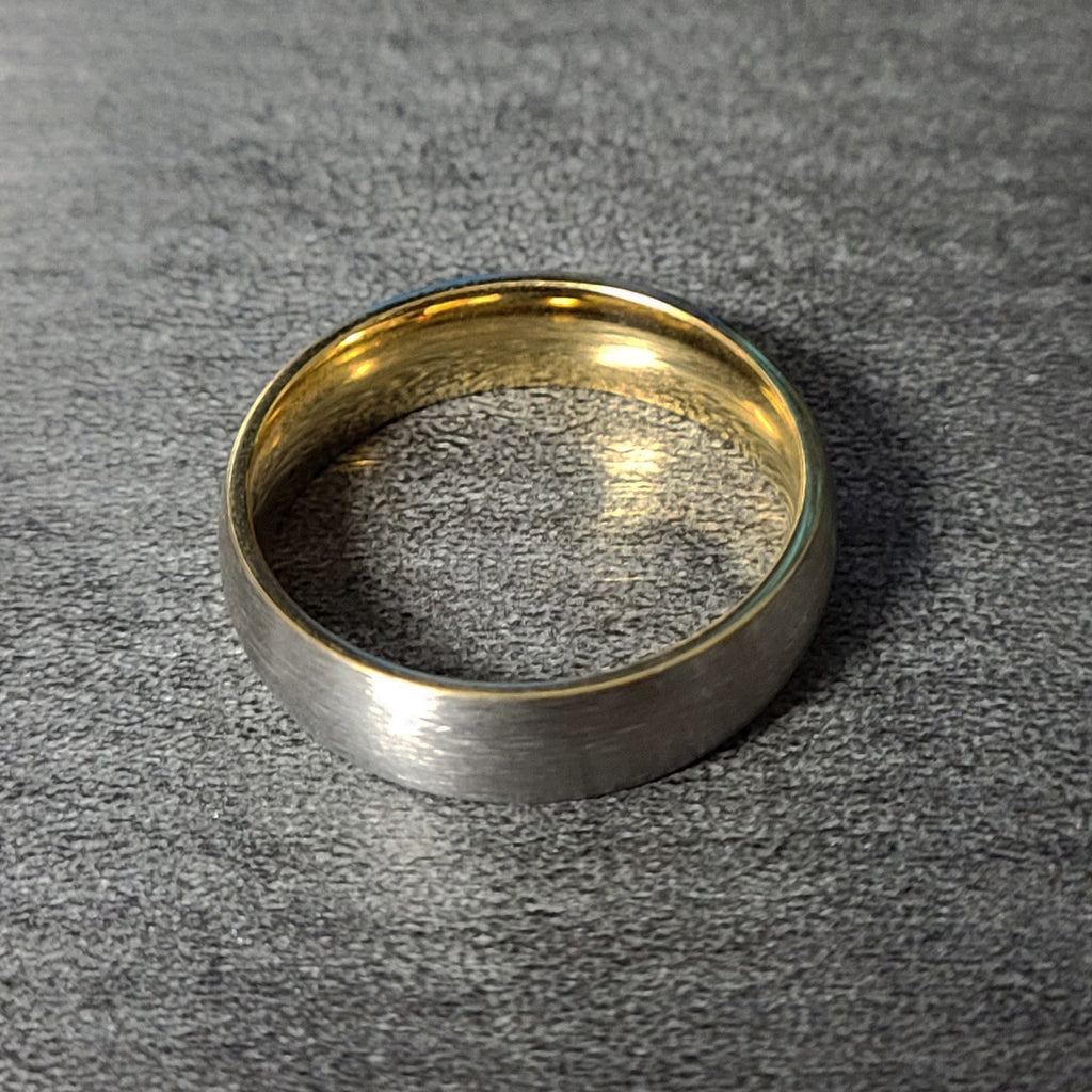 Personalized Men's Titanium Wedding Band - Dome Band Brushed Steel