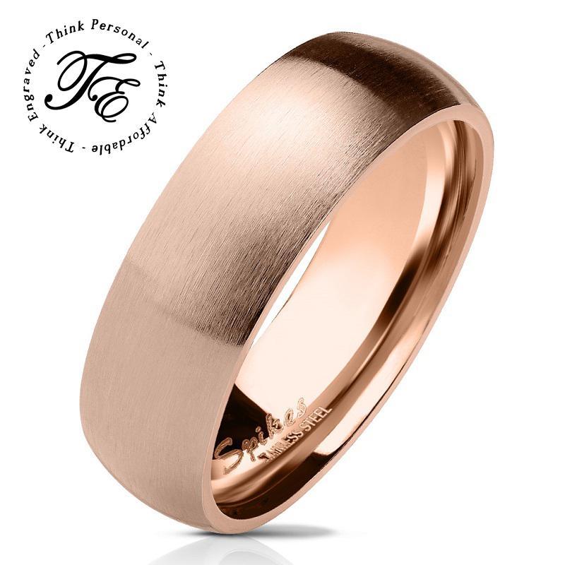 Personalized Men's Wedding Band - Matte Rose Gold Coated Stainless Steel