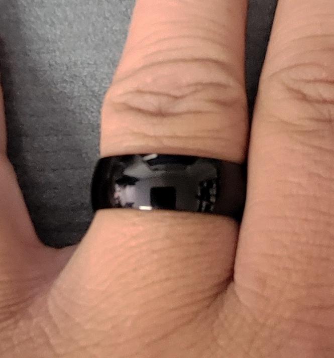 Personalized Women's Black Wedding or Promise Ring - Dome Band Stainless Steel