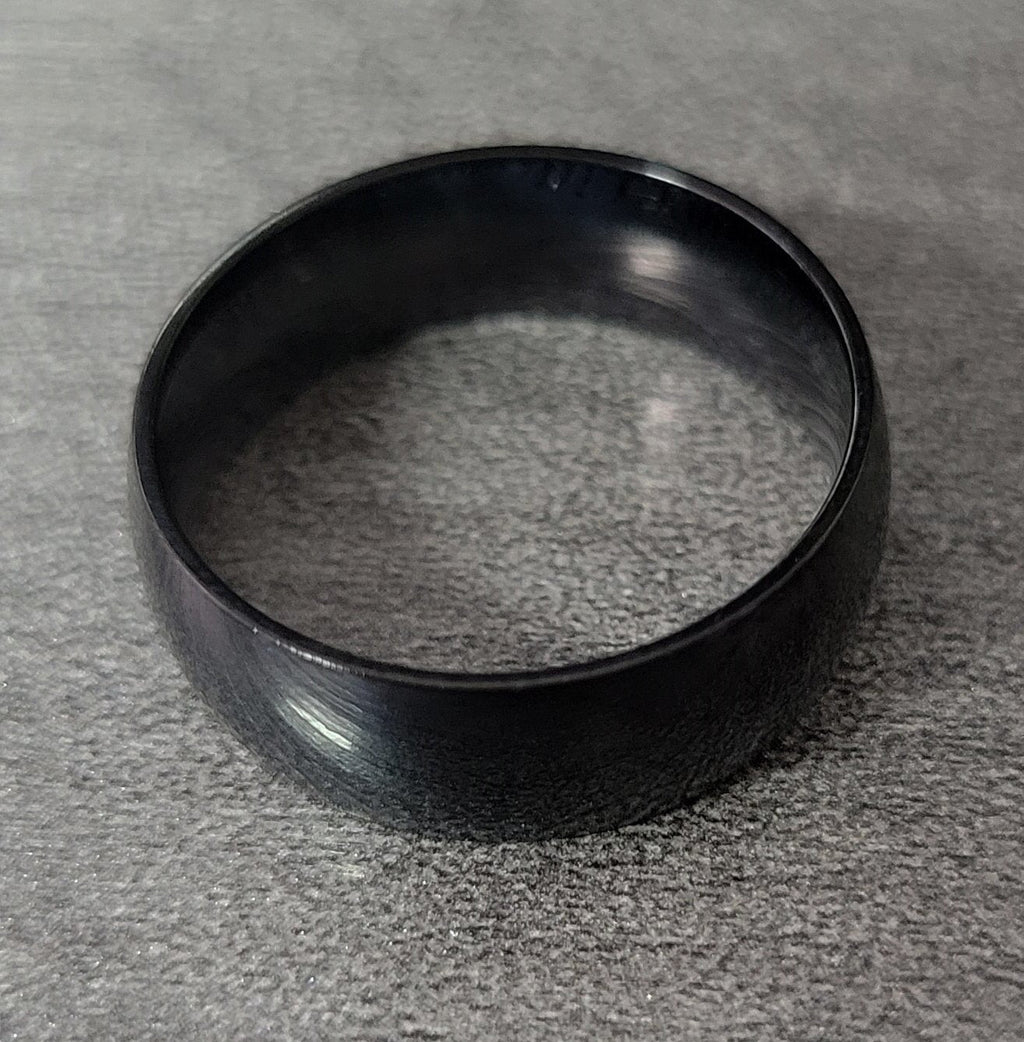 Personalized Women's Black Wedding or Promise Ring - Dome Band Stainless Steel