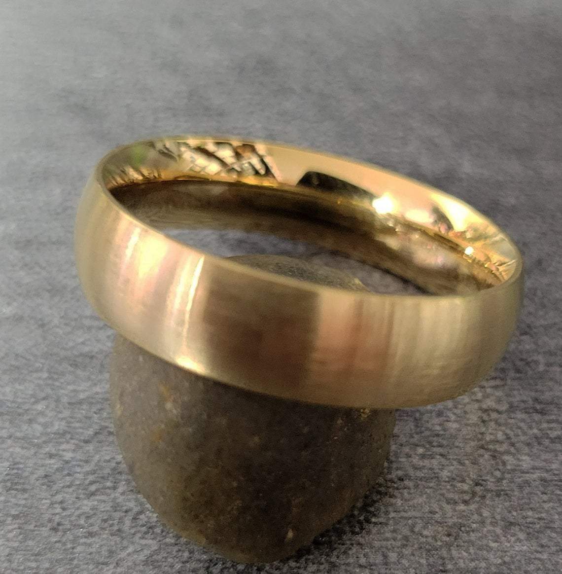 Personalized Women's Wedding Band - Matte 18k Gold Over Stainless Steel