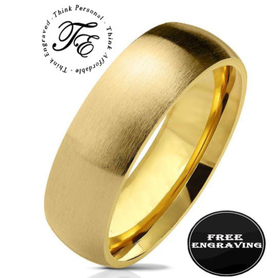 Personalized Women's Wedding Band - Matte 18k Gold Over Stainless Steel