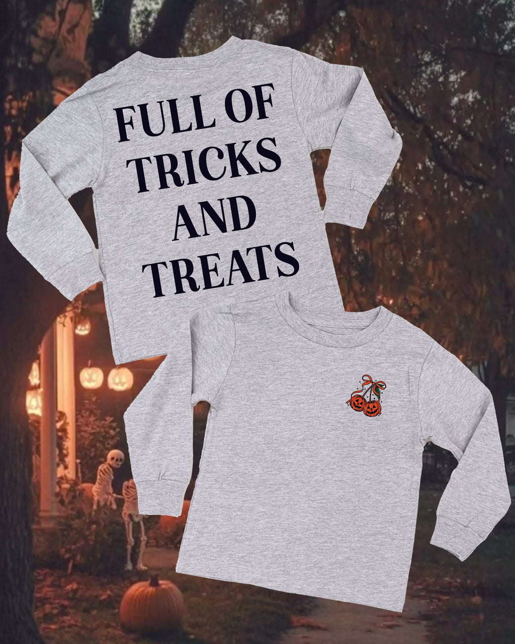 Full of Tricks and Treats - Embroidered Child Long Sleeve Tee