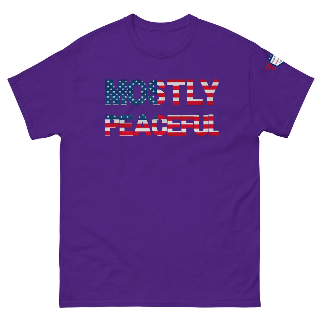 Hilarious Sarcastic Comment Graphic on Unisex T-Shirt - MOSTLY PEACEFUL - USA