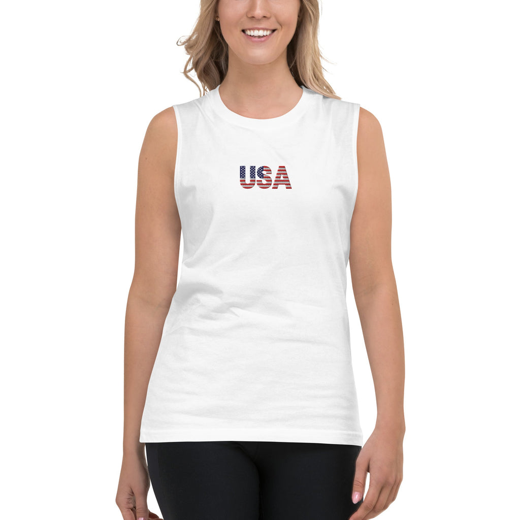 Suns out Guns out - Embroidery / Print hybrid Muscle Shirt