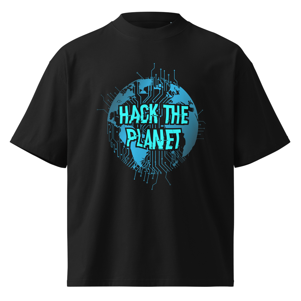 Hack The Planet – Oversized Organic High-Neck T-Shirt