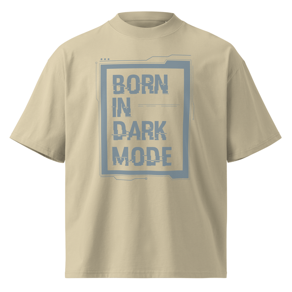 Born in Dark Mode – Oversized Organic High-Neck T-Shirt