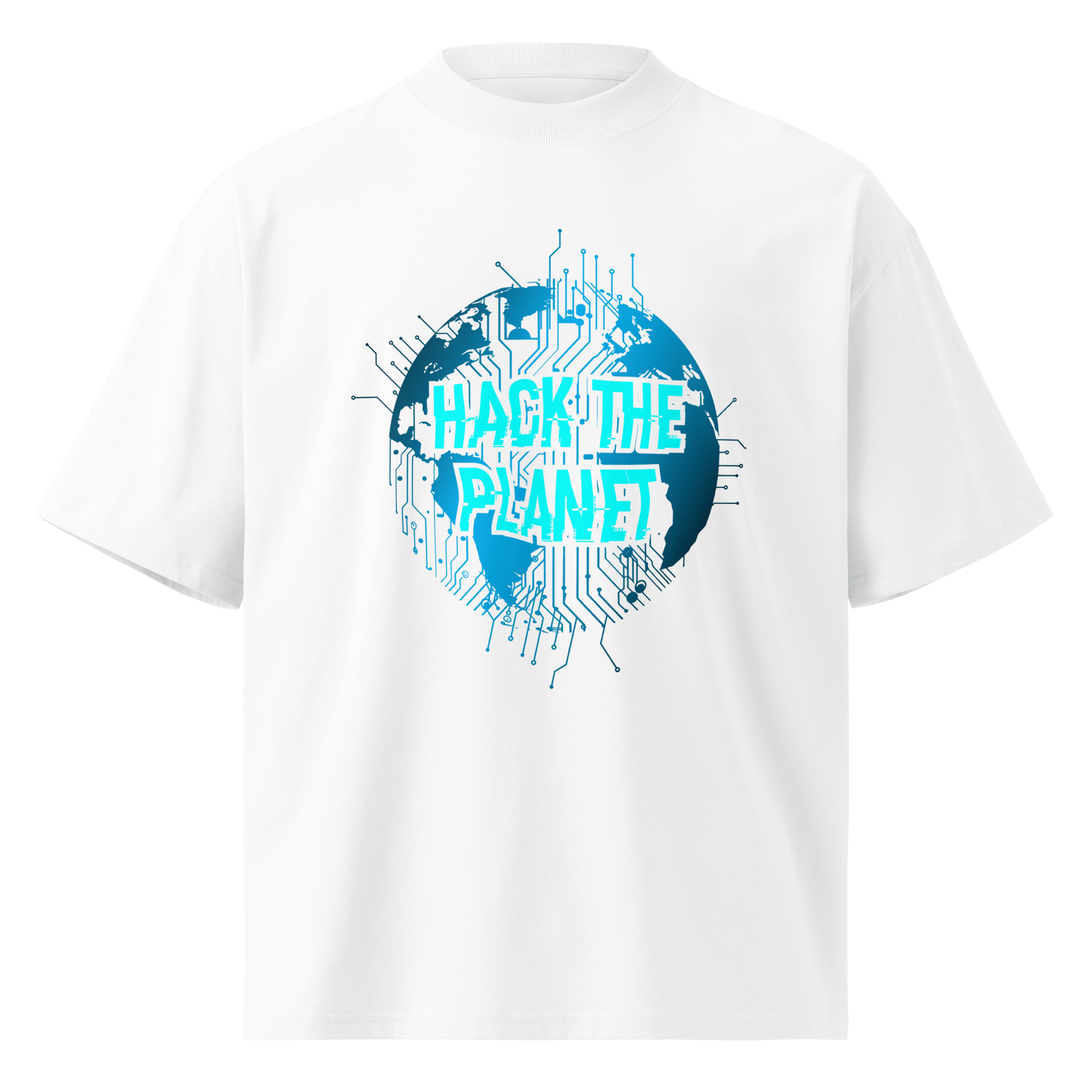Hack The Planet – Oversized Organic High-Neck T-Shirt