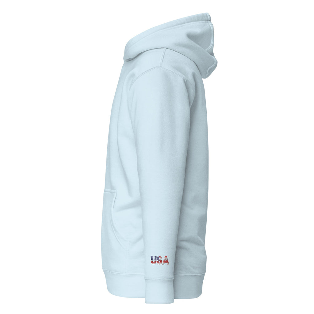 The most comfortable embroidered Hoodie you have ever seen - runs small so size up - 'Merica Merch