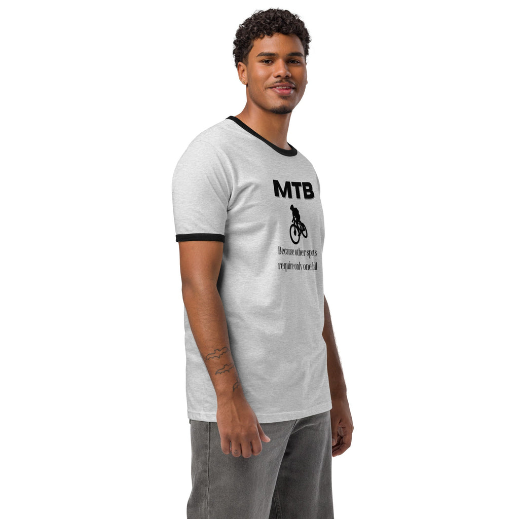 Mountainbiking - Because other sports require only one ball - Funny MTB - Black ringer t-shirt