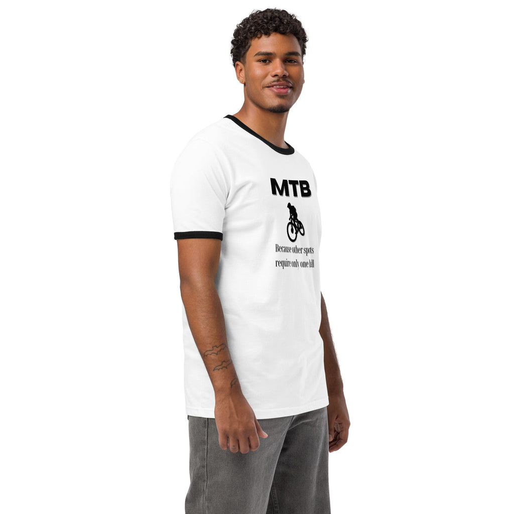 Mountainbiking - Because other sports require only one ball - Funny MTB - Black ringer t-shirt