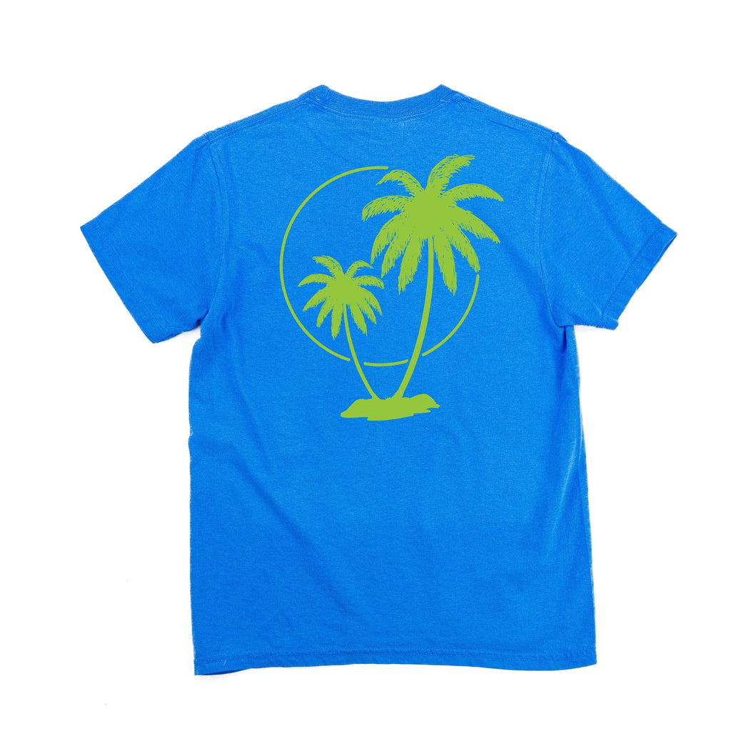 Vacay Vibes (Neon) w/ 2 Palm Trees (back) - Comfort Colors Tee