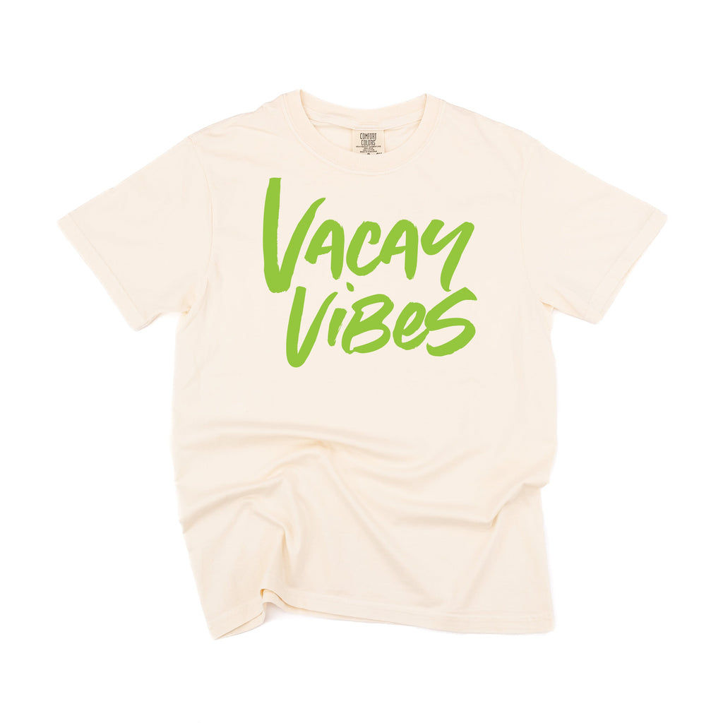 Vacay Vibes (Neon) w/ 2 Palm Trees (back) - Comfort Colors Tee