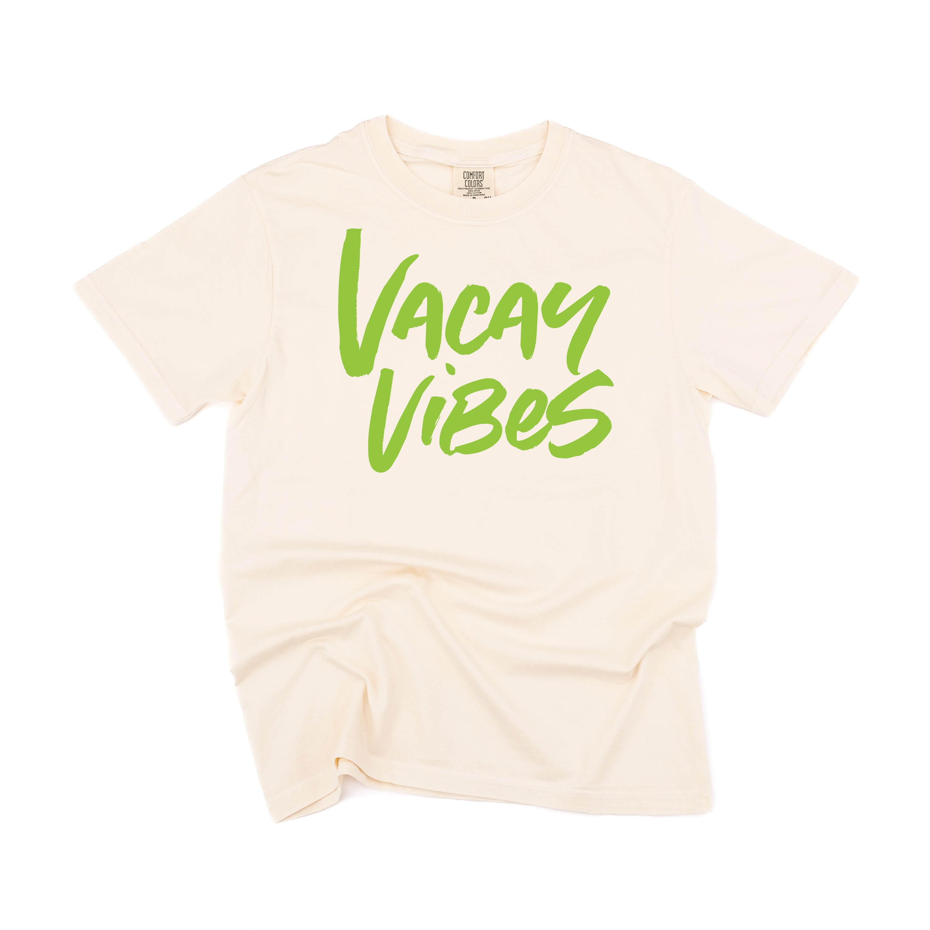 Vacay Vibes (Neon) w/ 2 Palm Trees (back) - Comfort Colors Tee