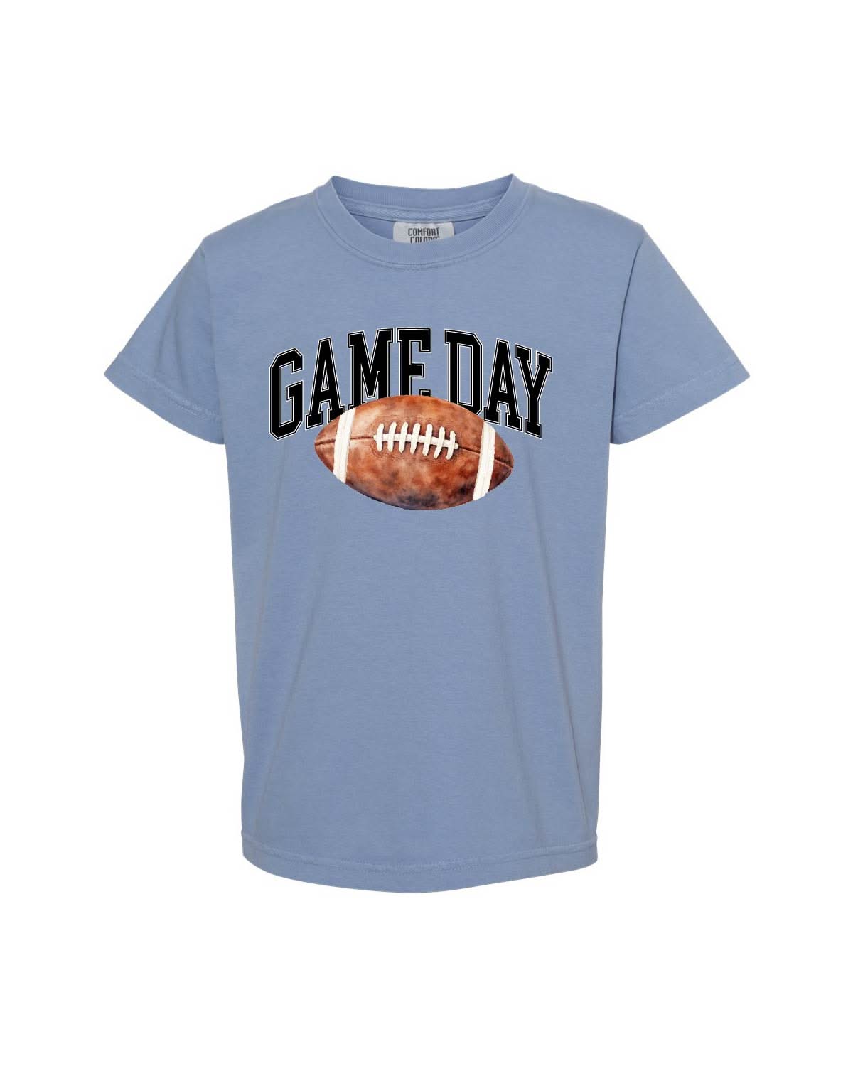 Watercolor Football - Game Day - Youth Comfort Colors Tee